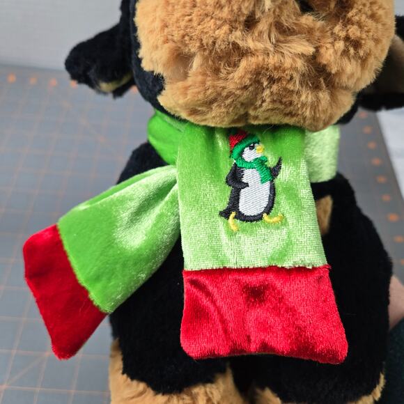Walmart Holiday Rottweiler Dog Plush Stuffed Animal Leaf Antlers Penguin Scarf - Picture 10 of 16